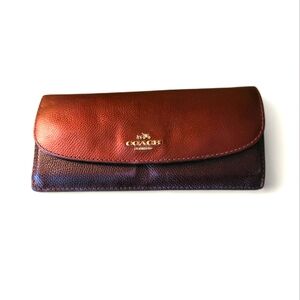 Coach Burgundy Two-Tone Leather Wallet with Insert